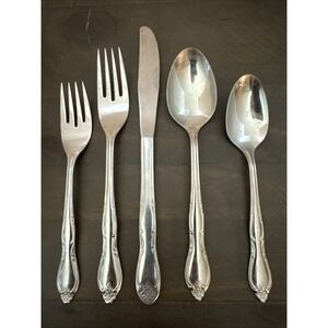 Wm Rogers Deluxe 5 Pc Place Setting Stainless Silverware Oneida Montclair